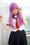  cosplay gintama glasses highres namada photo purple_hair sailor sailor_uniform sarutobi_ayame school_uniform serafuku 