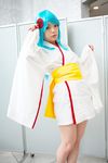  blue_hair cosplay dororon_enma-kun highres japanese_clothes kimono namada photo yukata yukiko_hime 