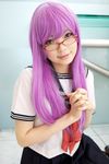  cosplay gintama glasses highres namada photo purple_hair sailor sailor_uniform sarutobi_ayame school_uniform serafuku 