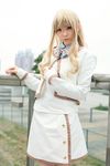  blazer blonde_hair cosplay highres konohana_hikari konohana_hikari_(cosplay) miniskirt para_noiko photo school_uniform skirt strawberry_panic strawberry_panic! 