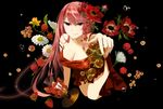 :q all_fours asakaya bad_id bad_pixiv_id blue_eyes breasts cleavage fingernails flower food foreshortening fruit grapes hair_flower hair_ornament large_breasts long_hair looking_at_viewer megurine_luka pink_hair solo tongue tongue_out vocaloid 