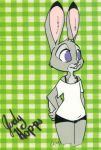  briskby checkered_background disney female green_background judy_hopps lagomorph mammal pattern_background rabbit simple_background solo zootopia 