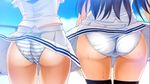  apricot_cherry ass ayame_sakura character_request game_cg hisamekawa_shizuku oshirikko_venus panties skirt source_request striped_panties sweat thighhighs toma_(asagayatei) underwear uniform white_panties wind_lift 