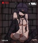  1girl bdsm blood bondage bound breasts camera chains collar eyepatch gagged hair_over_breasts long_hair minene_uryuu mirai_nikki nude object_insertion purple_eyes purple_hair pussy pussy_juice recording spread_pussy thighhighs uncensored uryuu_minene vaginal vaginal_insertion vaginal_object_insertion vibrator 