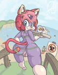  aliasing anus beach big_butt blue_eyes butt clothed clothing feline female looking_at_viewer looking_back mammal pizzacat polly_esther pussy samurai_pizza_cats seaside skimpy swimsuit tongue tongue_out 