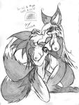  2009 anthro breasts canine duo eyes_closed female fox g-sci_(snowfyre) hair horn long_hair mammal monochrome monster_rancher mya nipples open_mouth plain_background pussy rule_63 sketch snowfyre tiger tiger_(monster_rancher) white_background white_hair wolf 