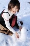  cosplay kanon kipi-san misaka_shiori photo short_hair snow snowman 
