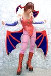  bat_print bat_wings boots capcom cosplay feathers lilith_aensland lilith_aensland_(cosplay) pantyhose patterned_legwear photo vampire_(game) wings 