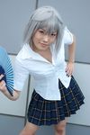  character_request cosplay fan itsuka photo school_uniform serafuku silver_hair source_request tagme_character tagme_series unbuttoned 