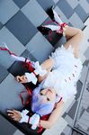  al_azif cosplay cuffs demonbane dress footwear frills hair_ribbon hair_ribbons kipi-san photo purple_hair ribbon ribbons ruffles socks 