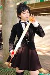  cosplay d.gray-man photo pumpkin road_kamelot short_hair takamura_mashiro thigh-highs thighhighs umbrella velvet_jacket 