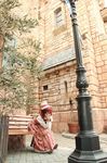  bench cosplay esther_blanchett hat kipi-san lamppost outdoors park_bench photo plaid plaid_skirt road skirt solo street trinity_blood 