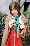  cosplay kanon kipi-san lipstick makeup misaka_shiori photo school_uniform serafuku shall shawl short_hair solo 