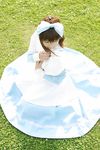  alice_(character) alice_(wonderland) alice_in_wonderland asian bow cosplay mizuhara_arisa photo real ribbon sitting 