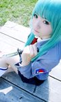  cosplay higurashi_no_naku_koro_ni kneehighs kneesocks knife mizuhara_arisa photo school_uniform serafuku sonozaki_shion 