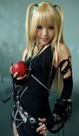  amane_misa apple bangs boots chain cosplay death_note elbow_gloves fingerless_gloves food fruit gloves holding holding_food holding_fruit jewelry kipi-san necklace photo real_life solo two_side_up zipper 