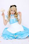  alice_(wonderland) alice_in_wonderland apron blonde_hair candy cosplay hair_ribbon hair_ribbons kipi-san photo ribbon 