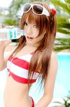  bikini bottle cosplay kipi-san long_hair neon_genesis_evangelion photo soryu_asuka_langley sunglasses swimsuit twintails water_bottle waterbottle wet_hair 