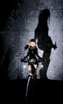  amane_misa blade blades blonde_hair boots cosplay death_note elbow_gloves fishnet_legwear fishnet_stockings fishnets gloves highres kipi-san legwear photo shadow thighhighs torn_clothes twintails 