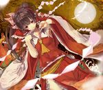  brown_hair hakurei_reimu highres long_hair muso-comet red_eyes smile solo touhou 