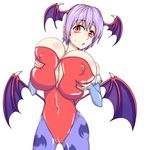  bat_wings breasts capcom huge_breasts lilith_aensland poorly_drawn purple_hair short_hair vampire_(game) wings 