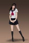  black_hair cosplay da_qiao koei long_hair pleated_skirt school_uniform shin_sangoku_musou skirt 