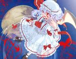  bad_id bad_pixiv_id bat_wings fang fingernails from_above full_moon hat lavender_hair long_fingernails mary_janes moon nail_polish nazuki_nazu open_mouth red_eyes red_nails reflection remilia_scarlet ribbon shoes solo touhou water wings wrist_cuffs 