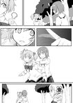  cheek_poking comic drill_hair greyscale hair_ornament hair_ribbon hairclip highres hiiragi_shou kaname_madoka mahou_shoujo_madoka_magica miki_sayaka monochrome multiple_girls poking ribbon school_uniform short_hair short_twintails silent_comic tomoe_mami twin_drills twintails 