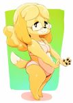 animal_crossing anthro belly black_nose blush bra breasts canine clothing dipstick_tail dog eyewear female fur glasses isabelle_(animal_crossing) looking_at_viewer mammal multicolored_fur multicolored_tail nintendo panties shih_tzu slightly_chubby small_breasts smile sunibee two_tone_fur underwear video_games yellow_fur 