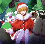  ^_^ audrey_burne christmas closed_eyes gacha-m gift green_eyes gundam gundam_unicorn haro hat highres kshatriya md5_mismatch mecha orange_hair pantyhose santa_costume santa_hat 