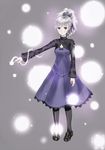  darker_than_black dress pantyhose ponytail purple_eyes solo yin 