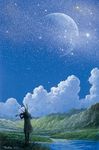  bunny_ears cloud crescent_moon ebine_toshio instrument landscape moon original scenery sky solo star violin 