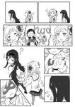  =_= ? akemi_homura blush_stickers cheek_poking comic drill_hair greyscale hair_ornament hairband heart highres hiiragi_shou imagining long_hair mahou_shoujo_madoka_magica monochrome multiple_girls pantyhose poking school_uniform silent_comic tomoe_mami translated twin_drills twintails 