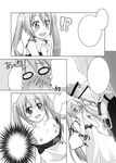  belt blank_speech_bubble blush breasts censored comic covering_face covering_mouth dress greyscale hatsune_miku hetero highres long_hair manami_tatsuya monochrome nipples no_bra open_mouth penis penis_awe small_breasts speech_bubble twintails undressing vocaloid 