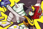  1boy commentary_request elecman.exe helmet highres male_focus mega_man_(series) mega_man_battle_network_(series) red_eyes smile solo upper_body yuurei_de 