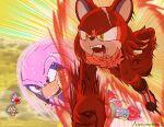 absurd_res amy_rose animal_nose awsometime battle bear bruised clothing cory_the_spectacled_bear dragon_ball dragon_ball_z duo echidna fangs fight fighting_pose fur furry gloves handwear hi_res knuckles_the_echidna male mammal miles_prower monotreme open_mouth pink_body pink_fur pose purple_eyes red_body red_eyes red_fur sega sonic_the_hedgehog_(series) teeth yellow_eyes