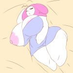 2023 anthro areola bed bed_sheet bedding big_breasts big_butt breasts butt female furniture hi_res hood huge_breasts huge_butt huge_thighs lagomorph leporid mammal my_melody nipples onegai_my_melody rabbit rabbit_ears sanrio sleeping solo tha_randomu thick_thighs