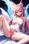  1girl ahri_(league_of_legends) blush bra looking_at_viewer miniskirt non-web_source panties pink_panties skirt smile spirit_blossom_ahri thighhighs underwear 