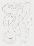 abs alexcherubic anthro biceps big_penis capcom claws dragon flexible foreskin genitals horn huge_penis male monster_hunter muscular nergigante pecs penis sketch solo tail