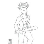  2019 anthro cervid clothed clothing grinn3r male mammal neon simple_background solo 