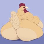 anthro avian beak big_breasts big_butt bird breasts butt chicken draconder feathers female galliform gallus_(genus) hi_res huge_breasts huge_butt looking_back mature_female multicolored_body phasianid rear_view sitting solo two_tone_body