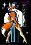1997 anthro antti_remes braided_hair breasts canid canine casino clothing dyed_fur female flower fox hair legwear mammal neon plant side_boob solo sparkles tail thigh_highs