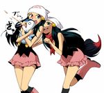  bad_id bad_pixiv_id beanie black_hair blue_eyes boots cosplay disguised_zoroark gen_4_pokemon gen_5_pokemon hair_ornament hairclip hat hikari_(pokemon) hikari_(pokemon)_(cosplay) hirococo multiple_girls pink_footwear piplup pokemon pokemon_(anime) pokemon_(creature) pokemon_(game) pokemon_dppt red_scarf scarf skirt tail vomit zoroark 