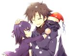  2boys aria_r armor berserker_(fate/zero) candy chibi fangs fate/zero fate_(series) food hat hood hoodie lollipop matou_kariya matou_sakura multiple_boys purple_eyes purple_hair santa_hat uncle_and_niece white_hair 