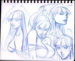  bare_shoulders bat_wings colored_pencil_(medium) demon_girl eric_vedder face head_wings jitome monochrome morrigan_aensland sketch succubus traditional_media upper_body vampire_(game) wings 