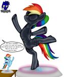 absurd_res alpha_channel bdsm blindfold body_control bondage bound curse damlanil equid equine female feral figurine friendship_is_magic gimp_mask gimp_suit hasbro hi_res horse latex magic_bondage mammal mask my_little_pony on_one_leg pegasus pony rainbow_dash_(mlp) rubber_suit sensory_deprivation simple_background solo speech_bubble standing story story_in_description transfix_panel transfixation transparent_background trapped wings