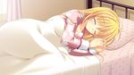  bed blonde_hair game_cg kazamatsuri_mana manatsu_no_yoru_no_yuki_monogatari mikeou sleeping 