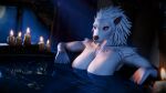 16:9 almaria_(worgan_freeman) anthro barely_visible_nipples bathing bathroom bathtub bedroom_eyes big_breasts blizzard_entertainment breasts candle canid canine cleavage clothed clothing female fur hi_res light looking_at_viewer mammal moon moonlight muscular muscular_female narrowed_eyes night nipples nude red_eyes seductive sitting smile smiling_at_viewer solo topless warcraft water were werecanid werecanine werewolf white_body white_fur widescreen worgan_freeman worgen