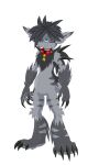 1_eye 3:5 absurd_res alpha_channel anthro bell bell_collar blue_eyes claws collar deishun fan_character fangs fur fur_markings grey_body grey_fur grey_hair hair hi_res kingdom_hearts male markings monster paws smile solo square_enix standing tail teeth zarjhan_mary