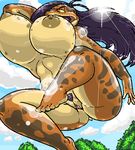  anthro big_breasts breasts female frog hair huge_breasts long_hair nipples open_mouth orange_eyes outside pubes pubic_hair pussy shiny tree vdisco wood 